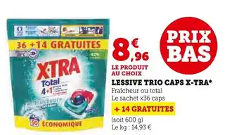 Super U LESSIVE TRIO CAPS X-TRA* Fraîcheur ou total offre
