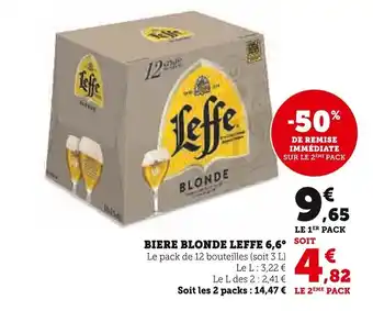 Super U BIERE BLONDE LEFFE 6,6° Le pack de 12 bouteilles (soit 3 L) offre