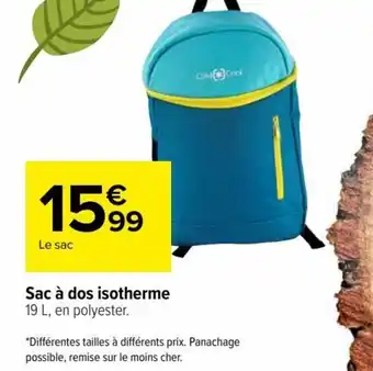 Carrefour Drive Sac à dos isotherme 19 L, en polyester. offre