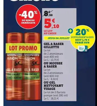 Super U Gel a raser gilette offre