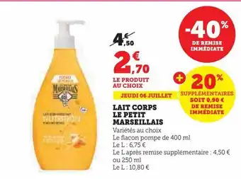 U Express Lait corps le petit marseillais offre