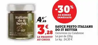 Super U Sauce pesto italians do it better offre