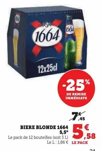 Super U Biere blonde 1664 5,5 offre