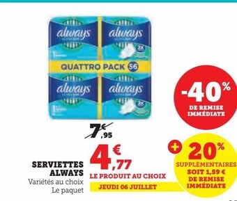 U Express Serviettes always offre