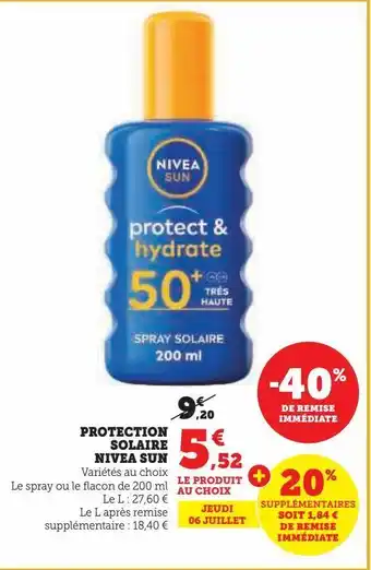 Super U Protection solaire nivea sun offre