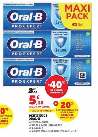 Super U Dentifrice oral-b offre