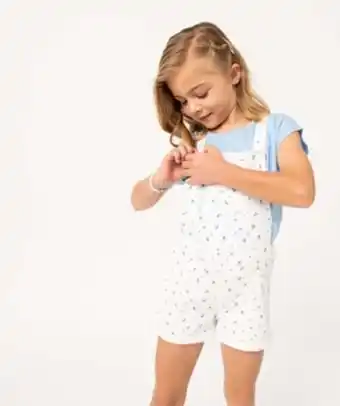 Gémo Salopette fille courte à motifs fleuris offre