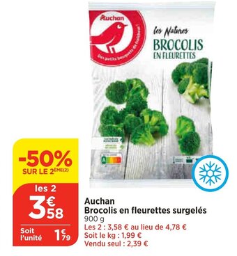 Bi1 Auchan Brocolis en fleurettes surgelés offre