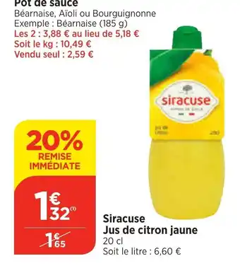 Bi1 Siracuse Jus de citron jaune offre