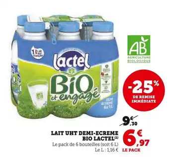 U Express Lactel lait uht demi-ecreme bio offre