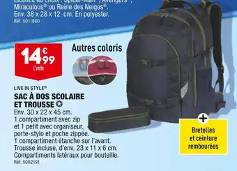 ALDI Live in style sac à dos scolaire et trousse offre