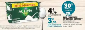U Express Activia lait fermente au bifidus offre