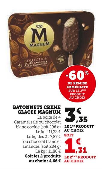 U Express Magnum batonnets creme glacee offre