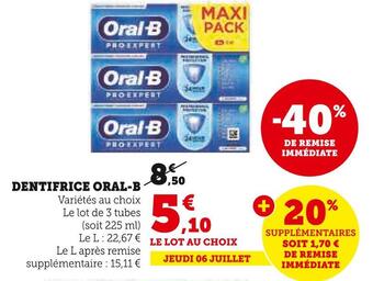 U Express Oral-b dentifrice offre