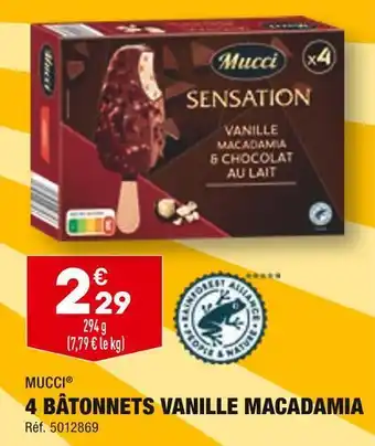 ALDI Mucci 4 bâtonnets vanille macadamia offre