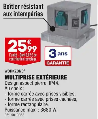 ALDI Workzone multiprise extérieure offre