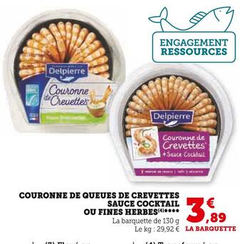 U Express Delpierre couronne de queues de crevettes sauce cocktail ou fines herbes offre