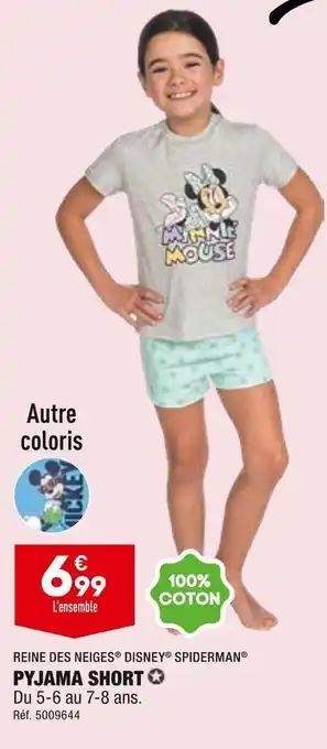 ALDI Reine des neiges disney spiderman pyjama short offre