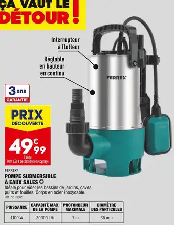 ALDI Ferrex pompe submersible à eaux sales offre