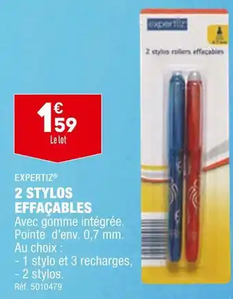 ALDI Expertiz 2 stylos effaçables offre