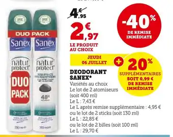 Super U Sanex deodorant * offre