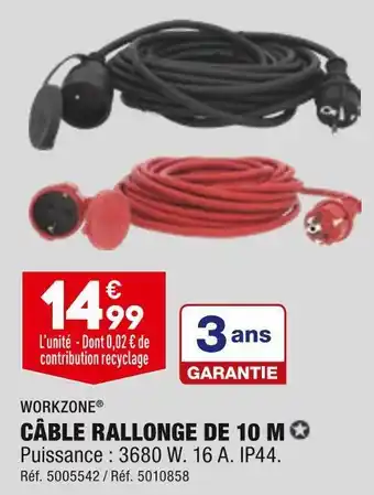 ALDI Workzone câble rallonge de 10 m offre