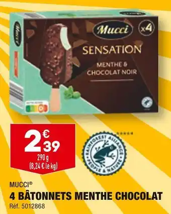 ALDI Mucci 4 bâtonnets menthe chocolat offre