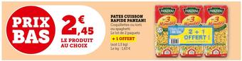 Super U Panzani pates cuisson rapide offre