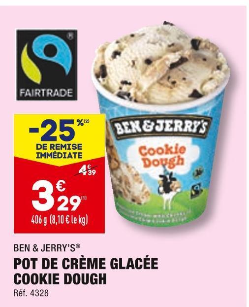 Promo Ben & jerry’s pot de crème glacée cookie dough chez ALDI
