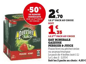 Super U Perrier & juice eau minerale gazeuse offre