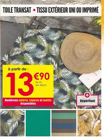 Décor Discount Toile transat •tissu extérieur uni ou imprimé offre