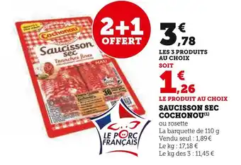 Super U Cochonou saucisson sec offre