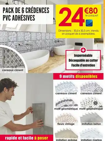 Décor Discount Pack de 6 crédences pvc adhésives offre