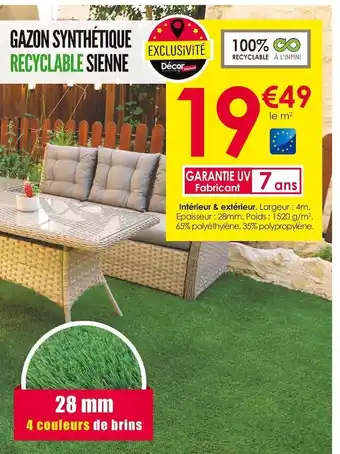 Décor Discount Gazon synthétique recyclable sienne offre