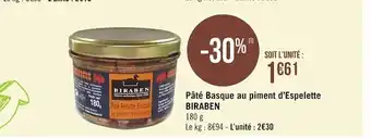 Casino Supermarchés Biraben pâté basque au piment d'espelette offre