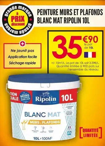 Décor Discount Peinture murs et plafonds blanc mat ripolin 10l offre