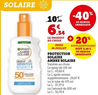 Super U Garnier protection solaire ambre solaire offre