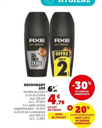 Super U Axe deodorant offre