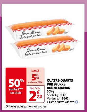 Auchan Supermarché Bonne maman quatre-quarts pur beurre offre