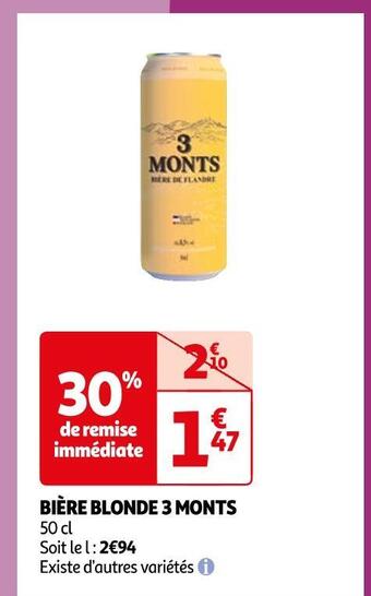 Auchan Supermarché 3 monts bière blonde offre