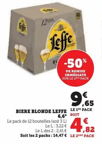 Super U Biere blonde leffe 6,6 offre