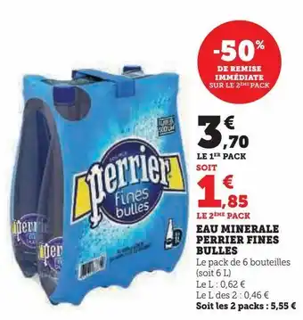 Hyper U Eau minerale perrier fines bulles offre