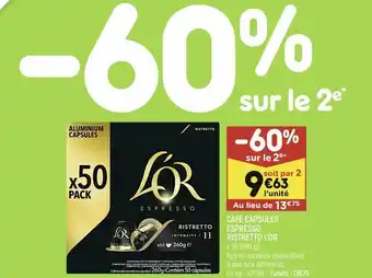Leader Price Café capsules espresso ristretto l'or offre