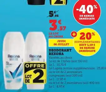 Hyper U Deodorant rexona offre