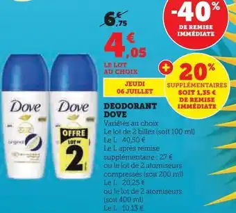 Hyper U Deodorant dove offre
