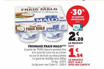 Super U Fromage frais malo offre