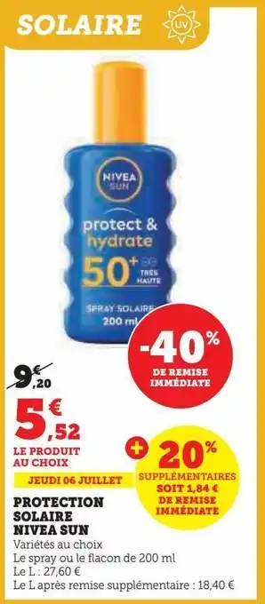 Protection solaire nivea sun