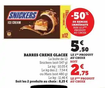 Super U Barres creme glacee offre