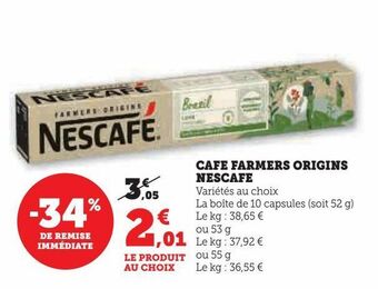 Hyper U Cafe farmers origins nescafe offre