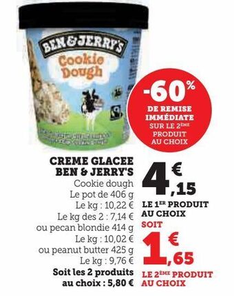 Hyper U Creme glacee ben & jerry's offre